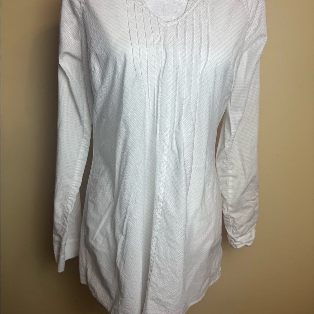 Columbia PFG Medium White Cotton Pleated Relaxed Tunic